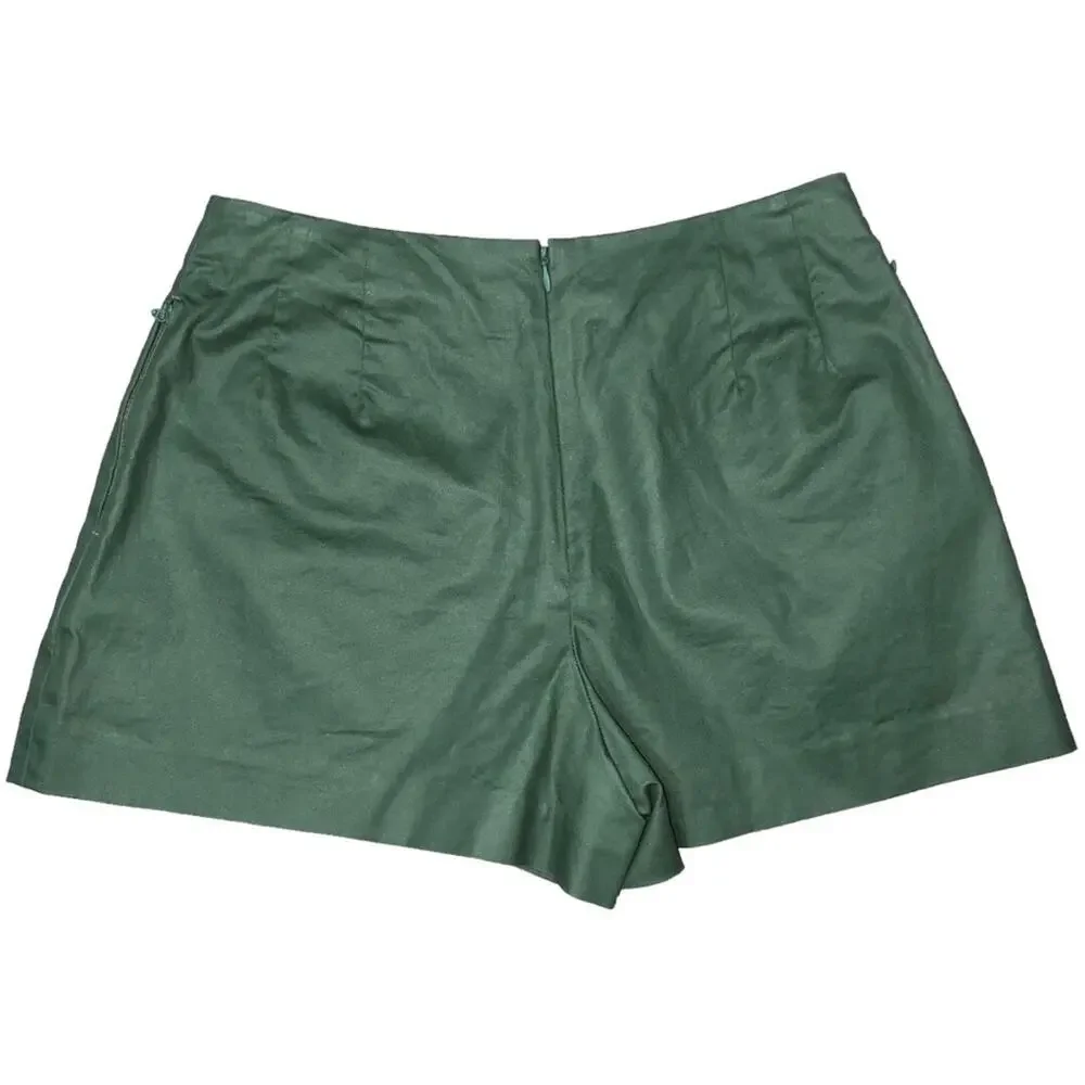 Kate Spade Saturday Green Coated High Waist Zipper Shorts 6 EUC